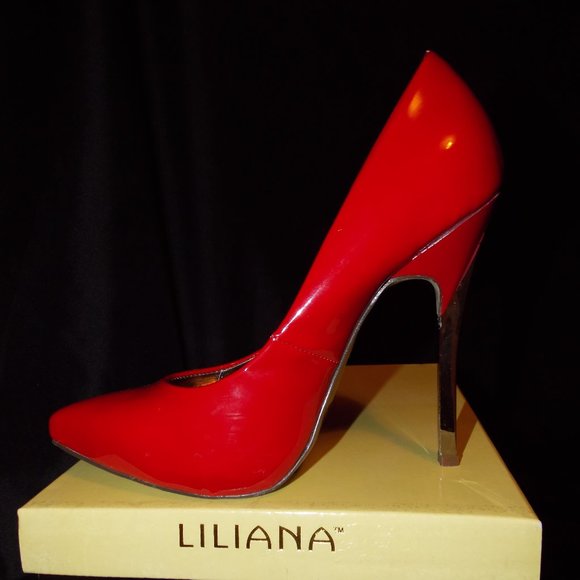 Liliana Nyssa-2 Red Pointed Toe High Heel Stiletto Pump Size 7 - Picture 3 of 5